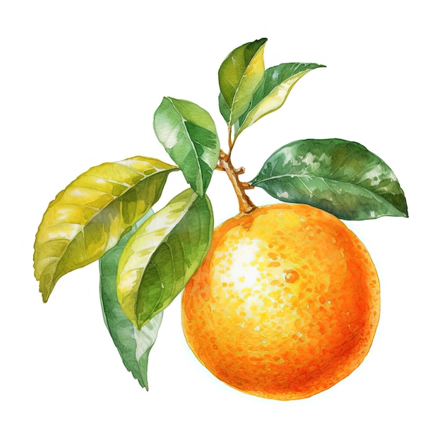 Fruta naranja fresca de acuarela Ilustración AI generativo