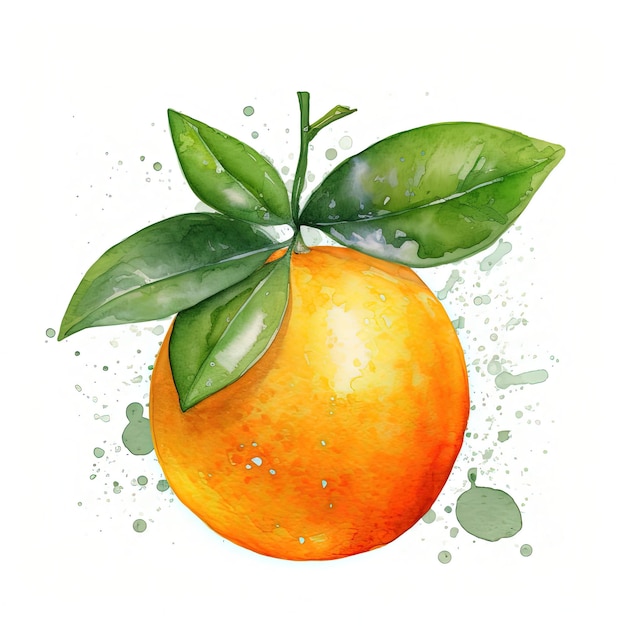 Fruta naranja fresca de acuarela Ilustración AI generativo