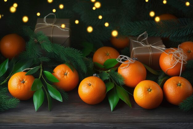 Fruta naranja para Navidad IA generativa