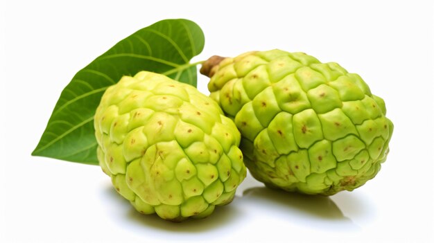 Fruta de noni aislada sobre un fondo blanco