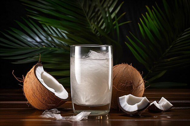 Foto fruta de nuez tropical de coco con corte