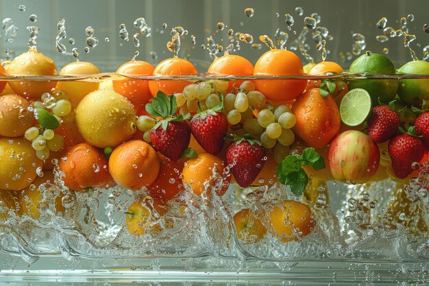 Una fruta o verdura fresca con gotas de agua creando un salpicaduras publicidad de la fotografía de alimentos