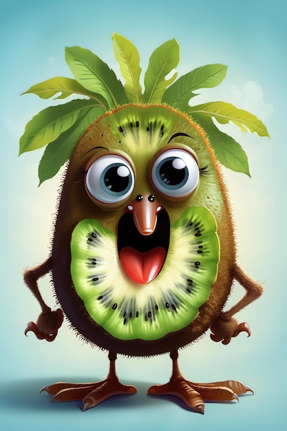 Fruta orgánica aquí un kiwi como un cómic