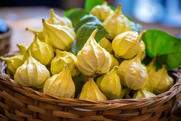 Foto fruta de pequi en el puesto del mercado callejero