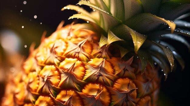 Foto fruta de piña fresca generativa ai con gotas de agua aisladas sobre fondo blanco con recorte