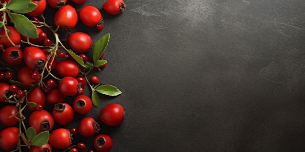 Fruta de rosebud oragánica para alimentos saludables y cuidado de la piel copia el fondo del espacio IA generativa