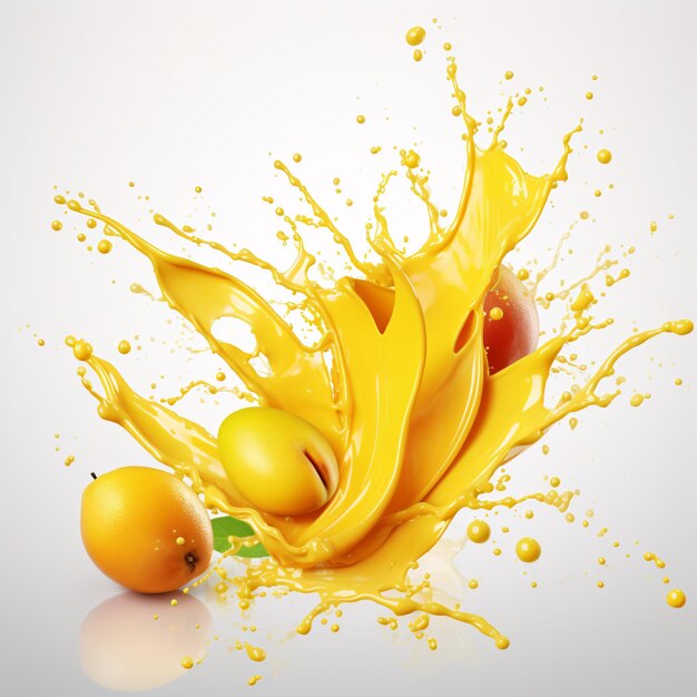 una fruta salpicando en pintura amarilla