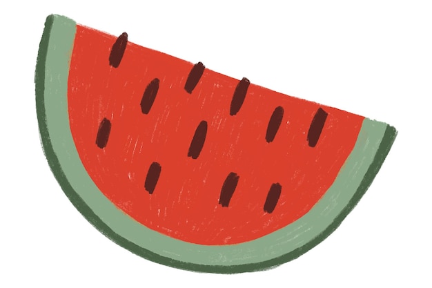 Fruta de sandía pegatina png de comida linda garabateo de fondo transparente
