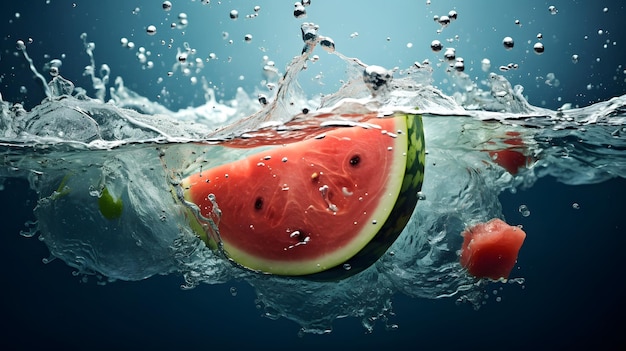 Fruta subaquática de melancia Ionização de fruta de melancia