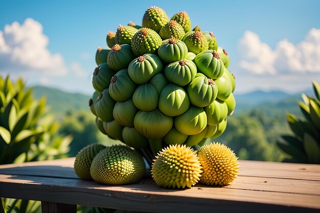 Fruta tropical durian deliciosa fruta extranjera importada costosa papel tapiz durian de fondo