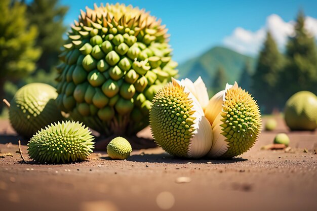 Fruta tropical durian deliciosa fruta extranjera importada costosa papel tapiz durian de fondo