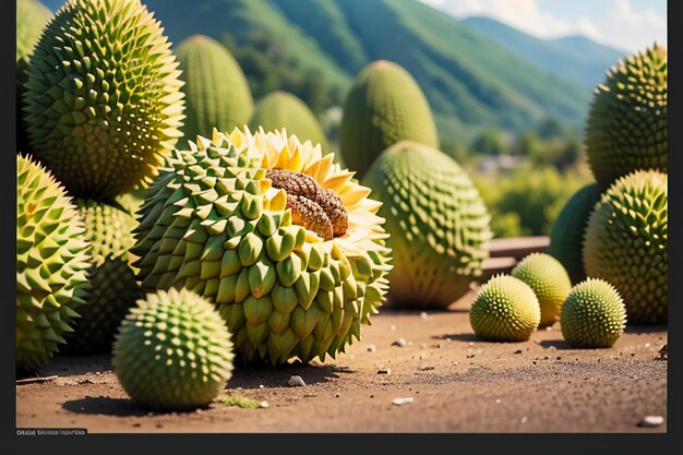 Fruta tropical durian deliciosa fruta extranjera importada costosa papel tapiz durian de fondo