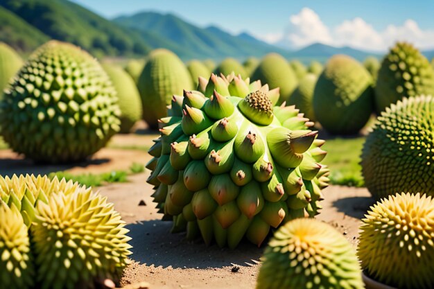 Fruta tropical durian deliciosa fruta extranjera importada costosa papel tapiz durian de fondo