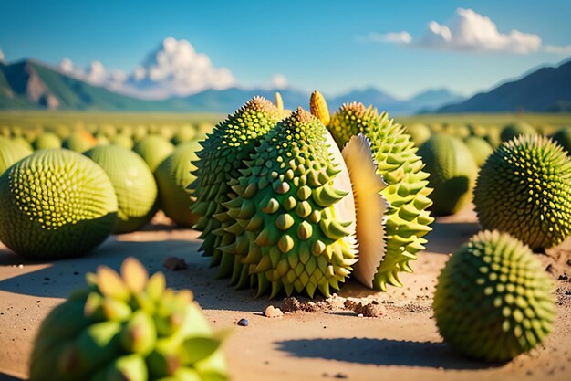 Fruta tropical durian deliciosa fruta extranjera importada costosa papel tapiz durian de fondo