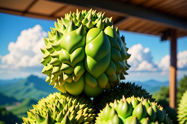 Fruta tropical durian deliciosa fruta extranjera importada costosa papel tapiz durian de fondo