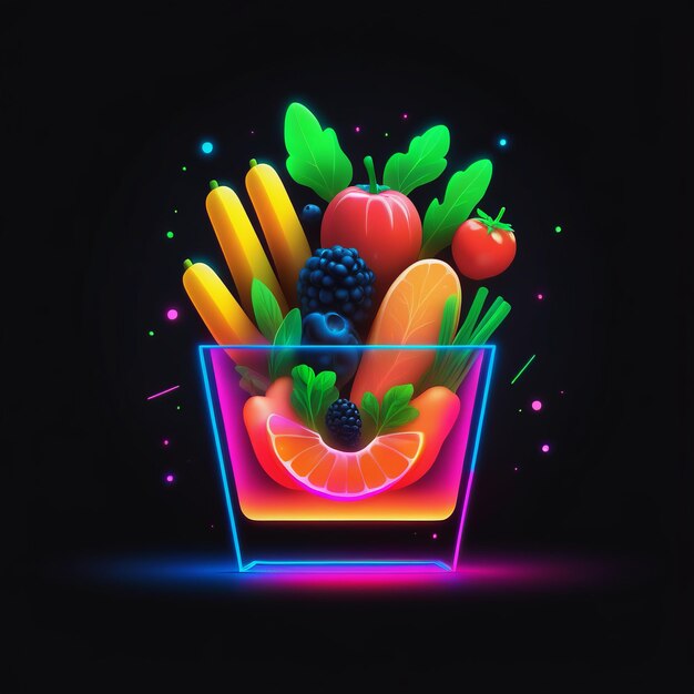 fruta en el vaso sobre un fondo negro