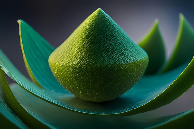 una fruta verde que está en un plato verde