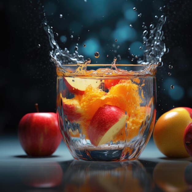 Frutas en agua ai foto