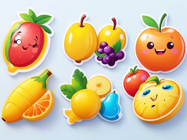 Foto frutas aisladas icono 3d personaje de dibujos animados lindo