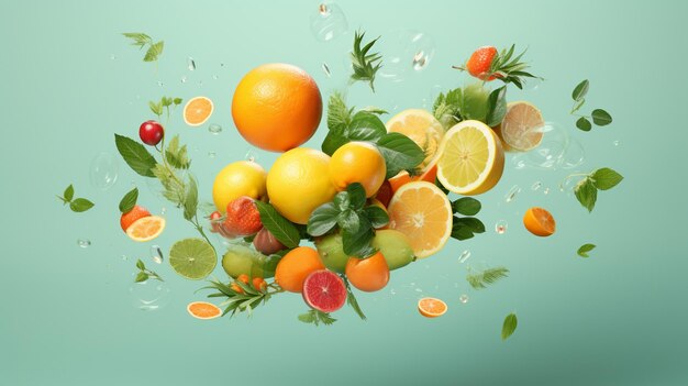 Frutas y bayas frescas orgánicas Alimentación saludable vitaminas concepto de nutrición natural