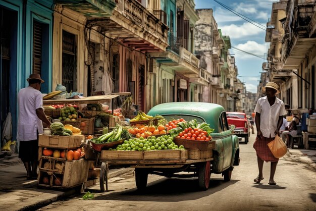 Frutas en una calle en La Habana Cuba IA generativa