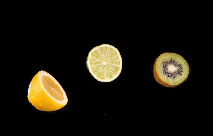 Foto frutas cítricas em preto