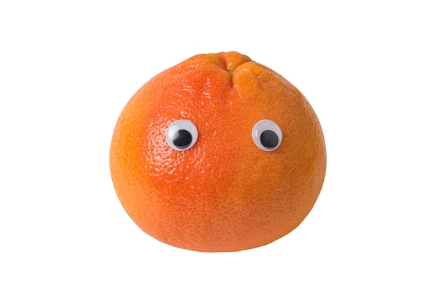 Frutas cítricas laranja. Mandarim com olhos em branco isolado.