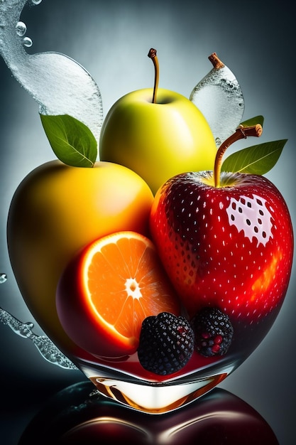 frutas com respingos de água