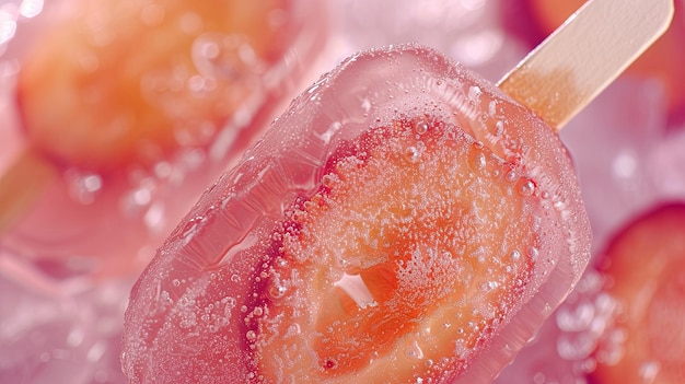 Frutas congeladas y bayas en helado de palitos Concepto de fondo