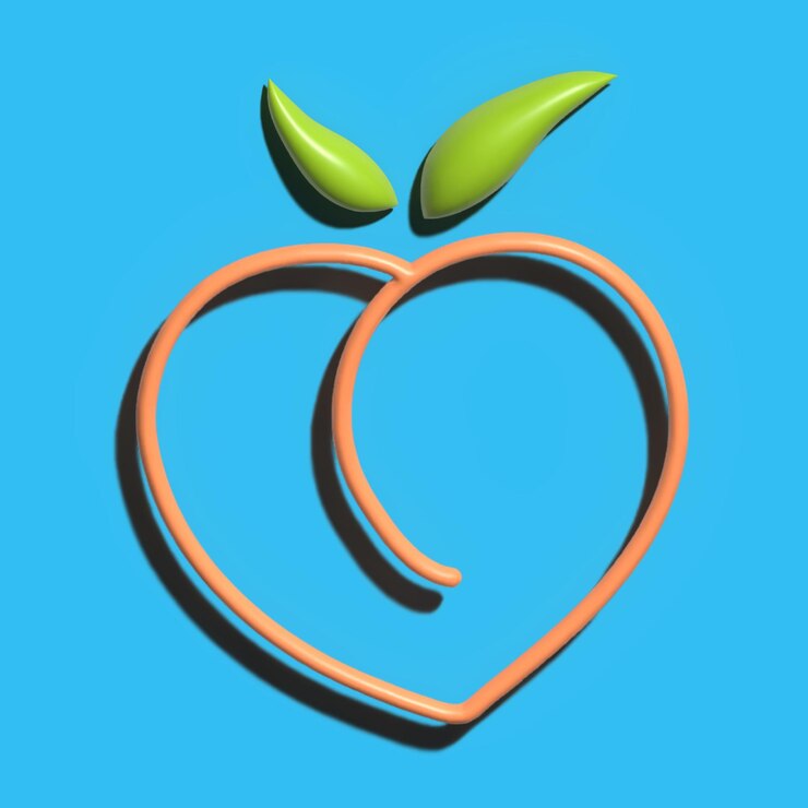 Foto frutas de pêssego, frutas, renderização 3d para renderização de modelo 3d de comida saudável