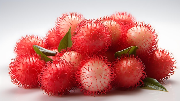 Foto frutas de rambutan em fundo branco