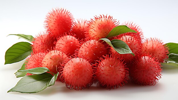 Foto frutas de rambutan em fundo branco