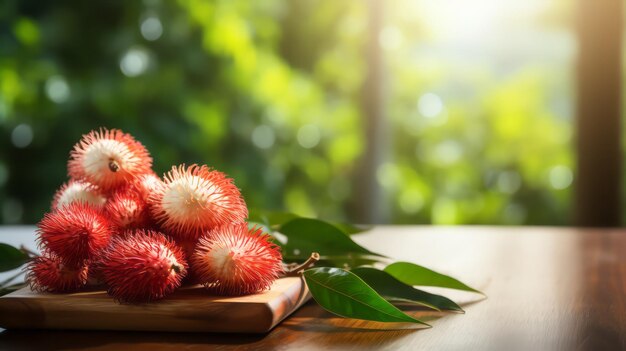 Frutas de rambutan na mesa