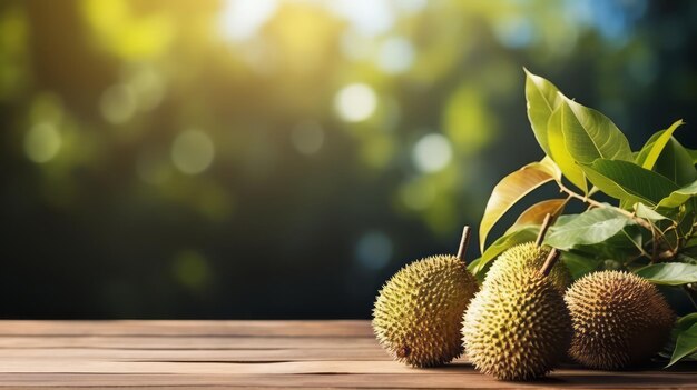 Frutas de durian en la mesa