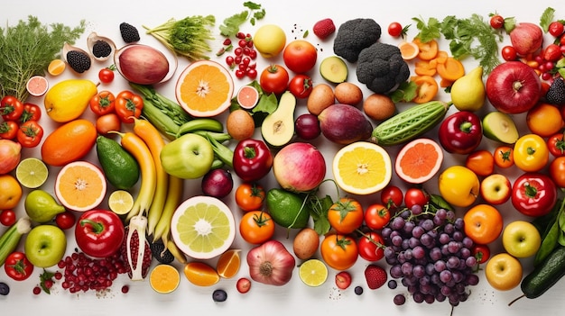Frutas e legumes frescos multicoloridos