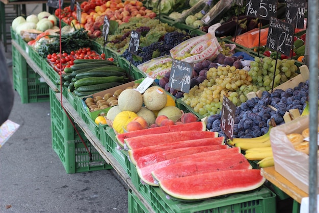 Frutas e legumes no mercado