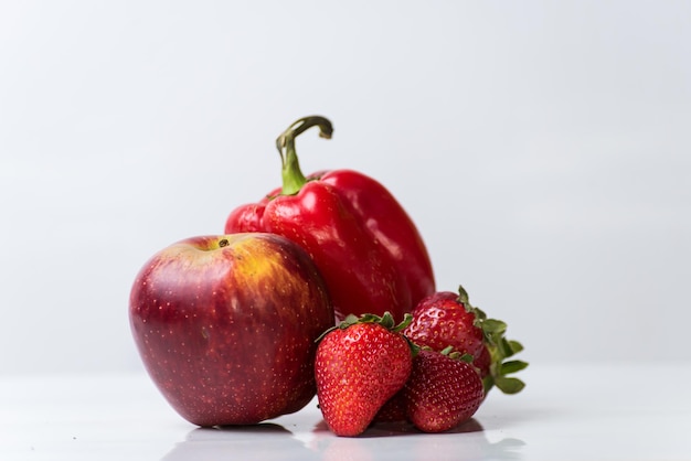 Frutas e legumes texturas de cor vermelha vida saudável vida saudável