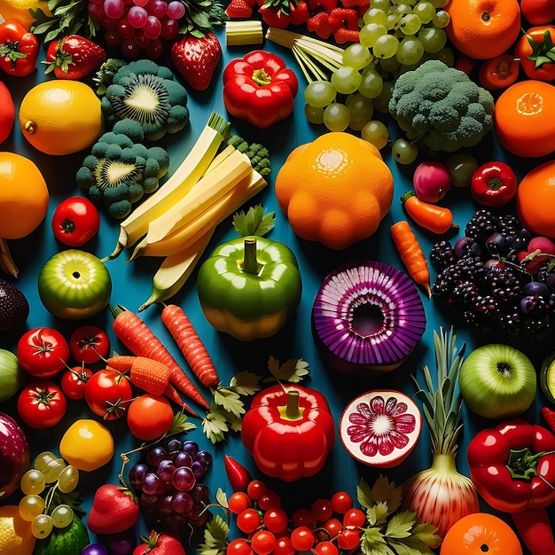 Foto frutas e vegetais frescos