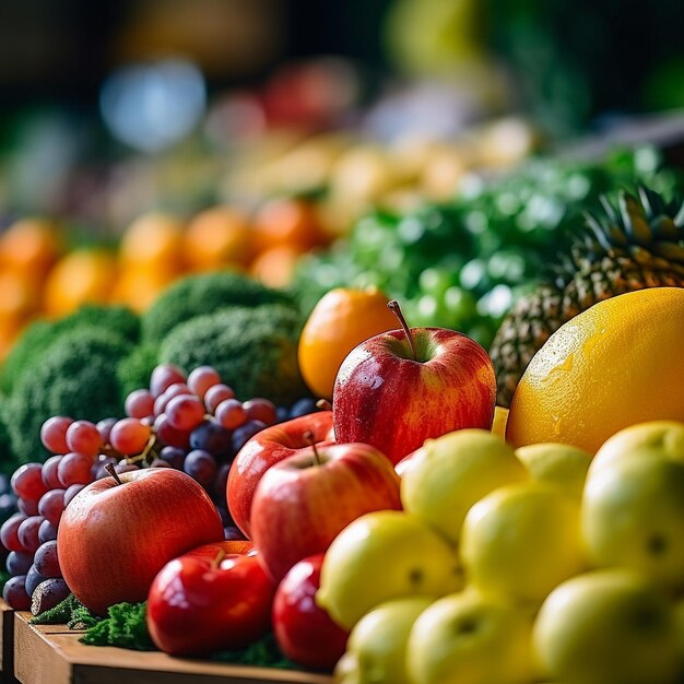 Foto frutas e vegetais saborosos frescos