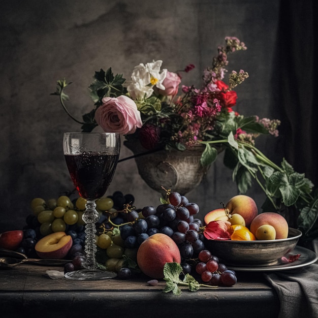 Frutas e vinhos de inspiração renascentista