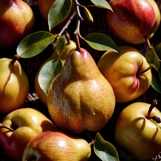 Foto frutas ecológicas crudas y frescas de pera