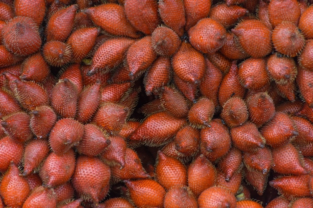 Frutas exóticas tailandesas (Salak) en el mercado. Como las personas encantadoras