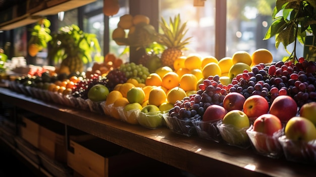 Frutas expostas em uma loja de frutas