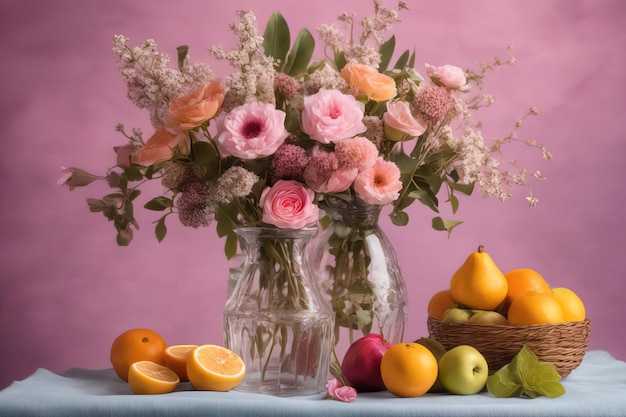 frutas y flores frescas