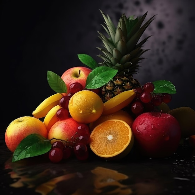 Frutas con fondo de estudio