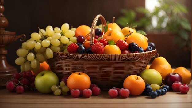 Frutas frescas en la canasta.