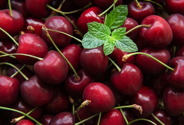 Frutas frescas de cerejas vermelhas