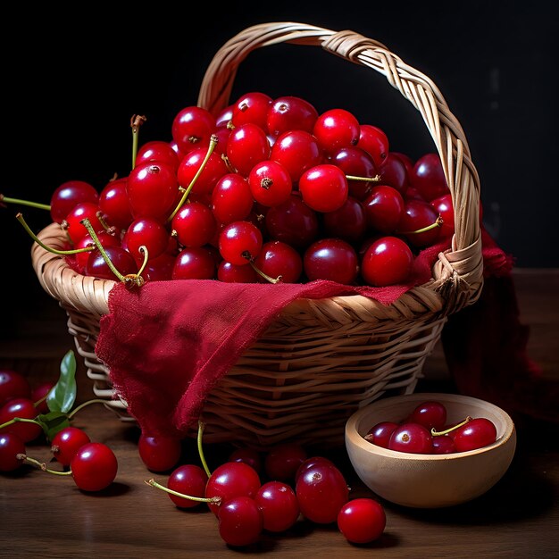 Frutas frescas de cranberry em uma cesta