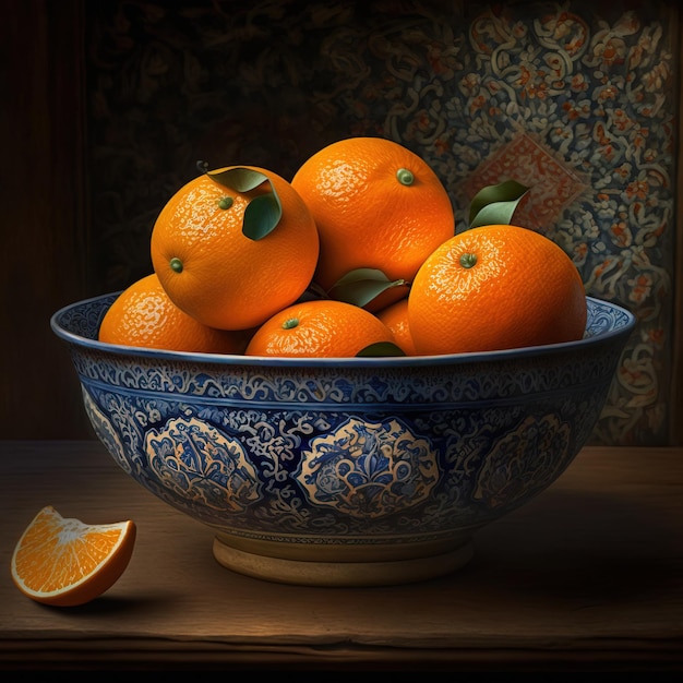 frutas frescas de laranja com folhas Generative AI