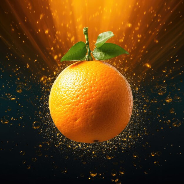 Frutas frescas de laranja voando no restaurante de fundo de estúdio e fundo de jardim